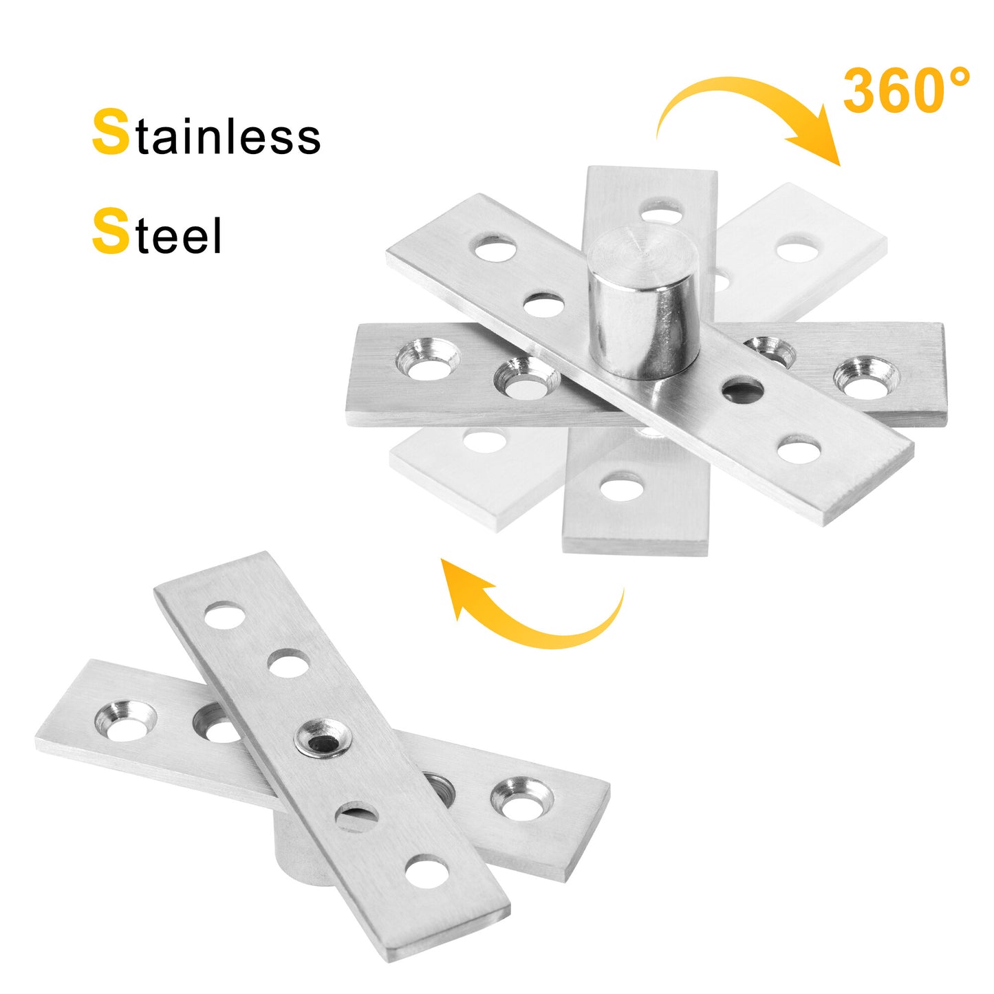 Stainless Steel Heavy Duty 360 Degree Rotating Hidden Hinges for Furniture Cabinet Cupboard Wooden Doors Pivot Concealed Hinge 20pcs