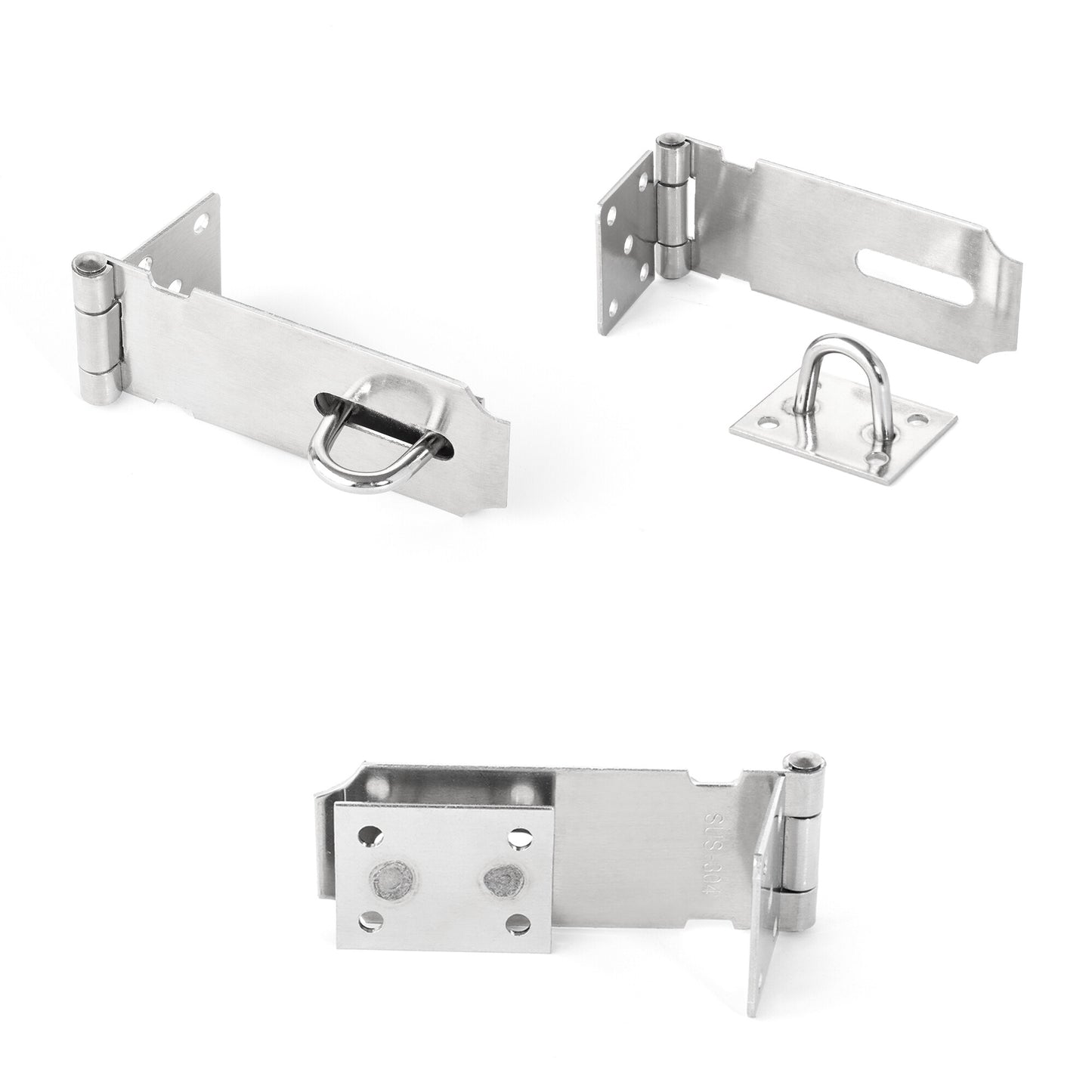 270 Degree Stainless Steel Hasp Latch Lock Metal Safety Padlock Closure for Outdoor Garden Fence Gates & Furniture Cabinet Doors 50pcs