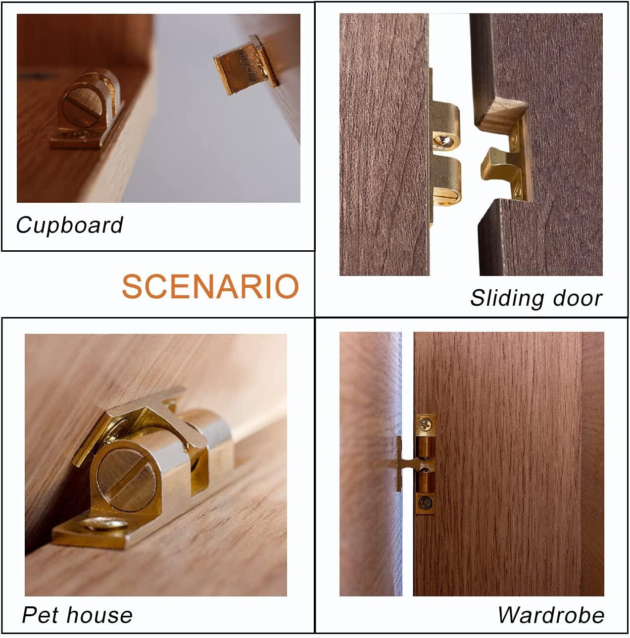 CC Cabinet Door Latch Kitchen Cupboard Furniture Doors Closure Spring Load Solid Brass Double Ball Catch