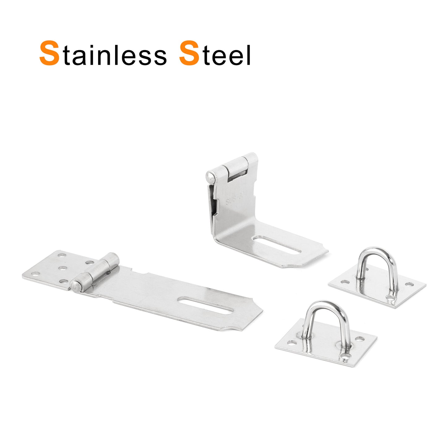 270 Degree Stainless Steel Hasp Latch Lock Metal Safety Padlock Closure for Outdoor Garden Fence Gates & Furniture Cabinet Doors 50pcs