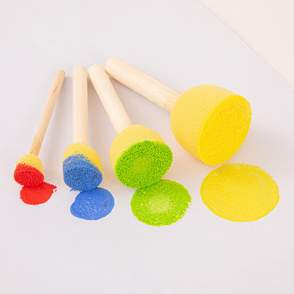 Cross-border painting sponge seal art painting graffiti tools kindergarten children DIY rubbings sponge brush 100pcs