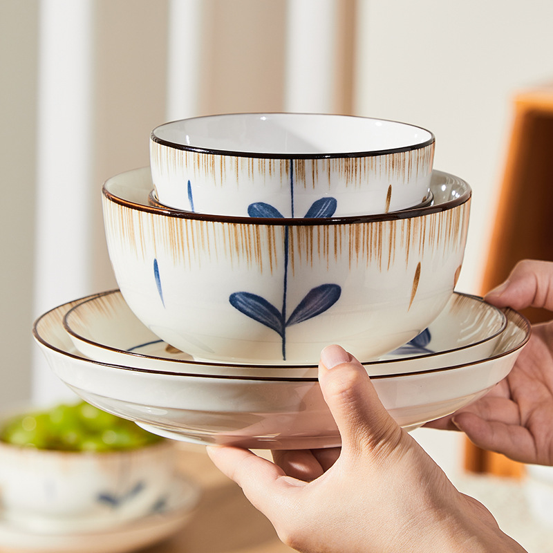Orchid Pavilion Preface Ceramic Rice Bowl, Soup Bowl, and Dish Tableware Set