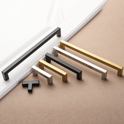 Black Cabinet Handle Square Furniture Hardware Stainless Steel Kitchen 100pcs