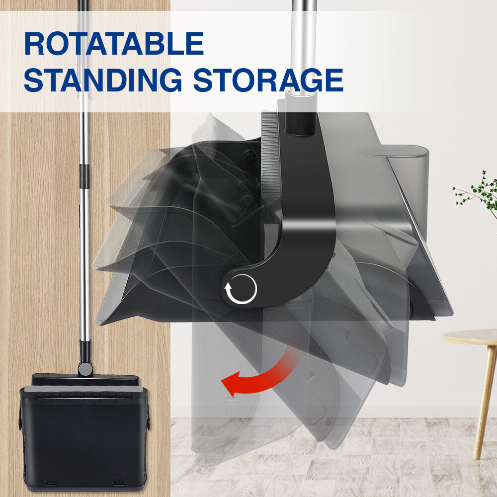 Factory Price Rotatable Broom and Dustpan Set Home Office Clean Stainless Steel Handle Folding Brooms & Dustpans