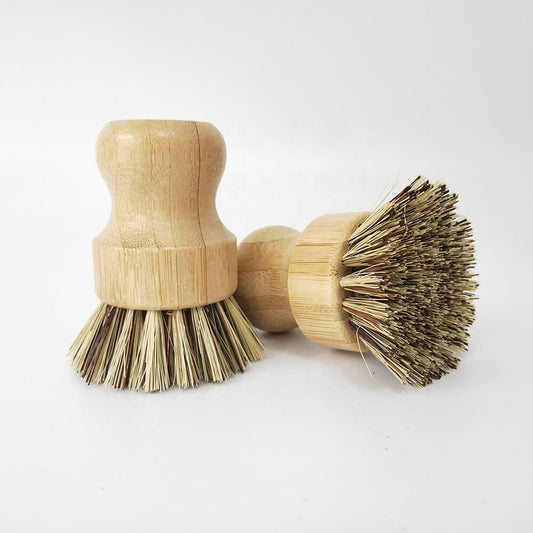 Antibacterial Sisal Kitchen Pan and Bowl Cleaning Brush with Wooden Handle 8pcs