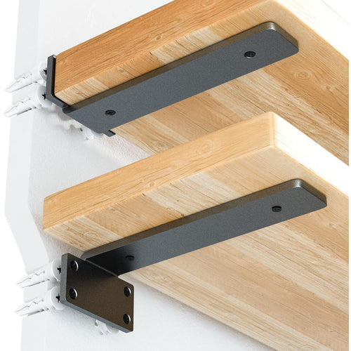 6 Pack Floating Shelf Bracket 12 Inch Heavy Duty Powder Coated Metal L Brackets DIY Rustic Industrial Modern Black 30pcs