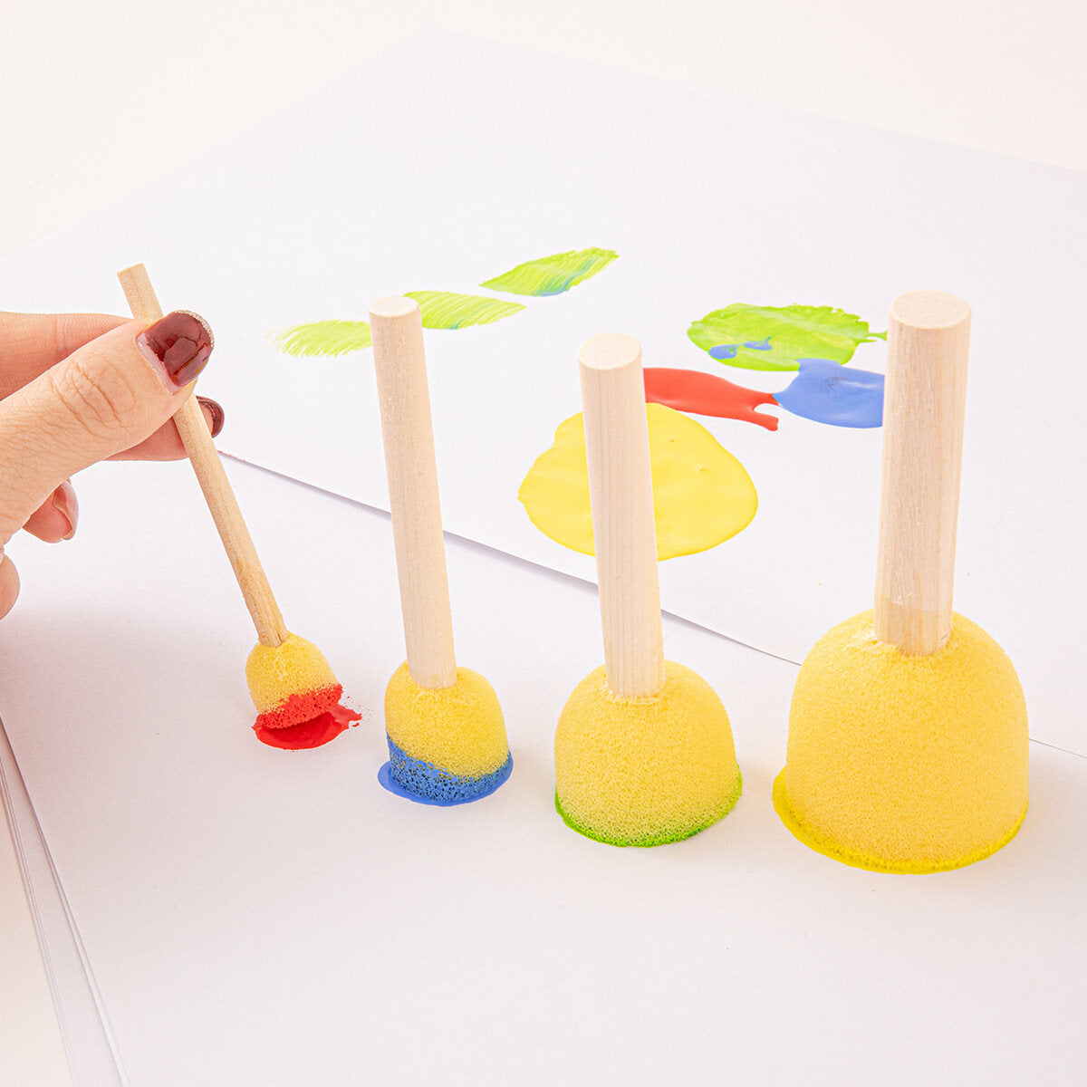 Cross-border painting sponge seal art painting graffiti tools kindergarten children DIY rubbings sponge brush 100pcs