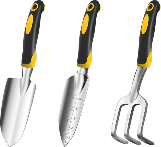 Garden Tool Set Aluminum Alloy Steel Hand Tool Starter Kit for Outdoor Heavy Duty Gardening Work 3pcs