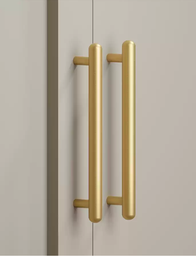 Brass Modern Ambidextrous Handles for Doors Kitchen Cabinets Wardrobes Drawers Apartment Bedroom Use with Easy Installation 10pcs