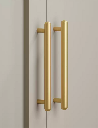 Brass Modern Ambidextrous Handles for Doors Kitchen Cabinets Wardrobes Drawers Apartment Bedroom Use with Easy Installation 10pcs