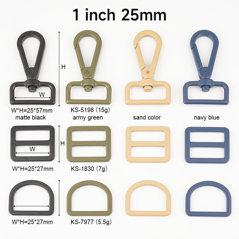 Bag Hardware 20 25mm 38mm D Ring Tri-Glides Slide Buckles 4/5 1 Swivel Snap Hook for Bag Making Buckles DIY Accessories Craft 100pcs