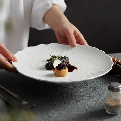 Sophisticated white shallow dish