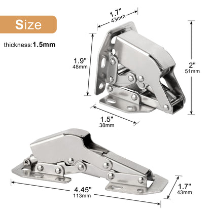 4 Inch Iron Hydraulic Soft Close Concealed Hinge 90 Degree for Kitchen Cabinet Door Invisible Frog Hinges Furniture Hardware 60pcs