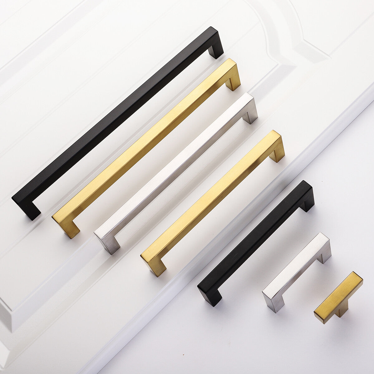 Black Cabinet Handle Square Furniture Hardware Stainless Steel Kitchen 100pcs