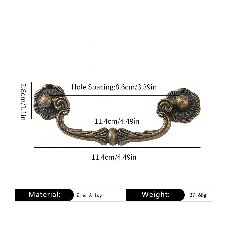 86mm Hole Spacing Antique Retro Chinese Furniture Pulls - Cabinet/Drawer/Packaging Box Hardware - for Furniture 50pcs