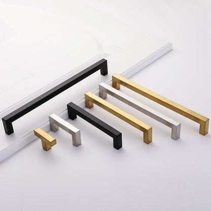 Black Cabinet Handle Square Furniture Hardware Stainless Steel Kitchen 100pcs