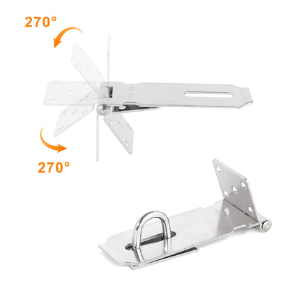 270 Degree Stainless Steel Hasp Latch Lock Metal Safety Padlock Closure for Outdoor Garden Fence Gates & Furniture Cabinet Doors 50pcs