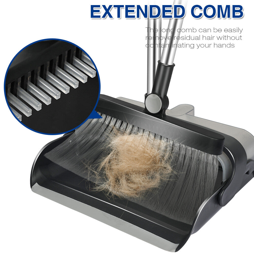 Factory Price Rotatable Broom and Dustpan Set Home Office Clean Stainless Steel Handle Folding Brooms & Dustpans