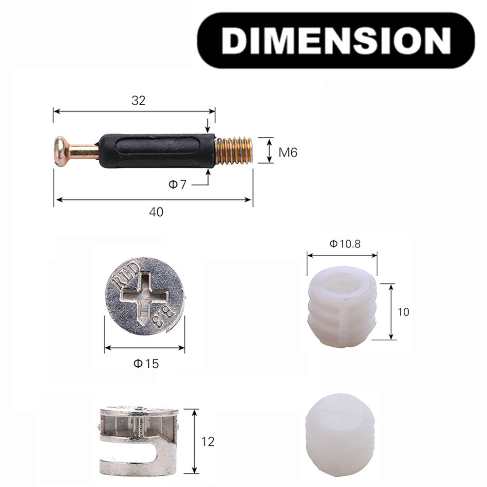 3 in 1 Zinc Alloy Camlock  Furniture Wood Board Panel Connectors Cam Lock Fittings for Cabinet