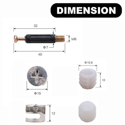 3 in 1 Zinc Alloy Camlock  Furniture Wood Board Panel Connectors Cam Lock Fittings for Cabinet