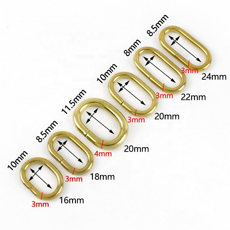 Deepeel AP643 16-24mm Bag Hardware Accessories Pure Brass O Ring Buckles Handbag Connector Adjustable Luggage Dog Collar Buckle 50pcs