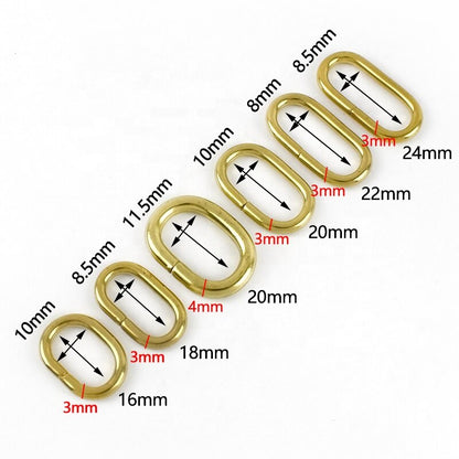 Deepeel AP643 16-24mm Bag Hardware Accessories Pure Brass O Ring Buckles Handbag Connector Adjustable Luggage Dog Collar Buckle 50pcs