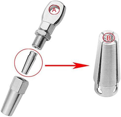 Marine Grade 316 Stainless Steel Swageless Eye Terminal Wire Cable Rope DIY Fitting Rigging Hardware Balustrade Kit 50pcs