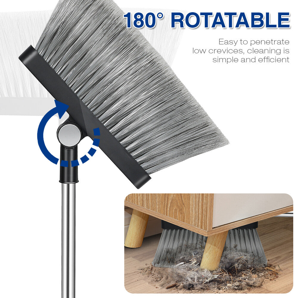 Factory Price Rotatable Broom and Dustpan Set Home Office Clean Stainless Steel Handle Folding Brooms & Dustpans