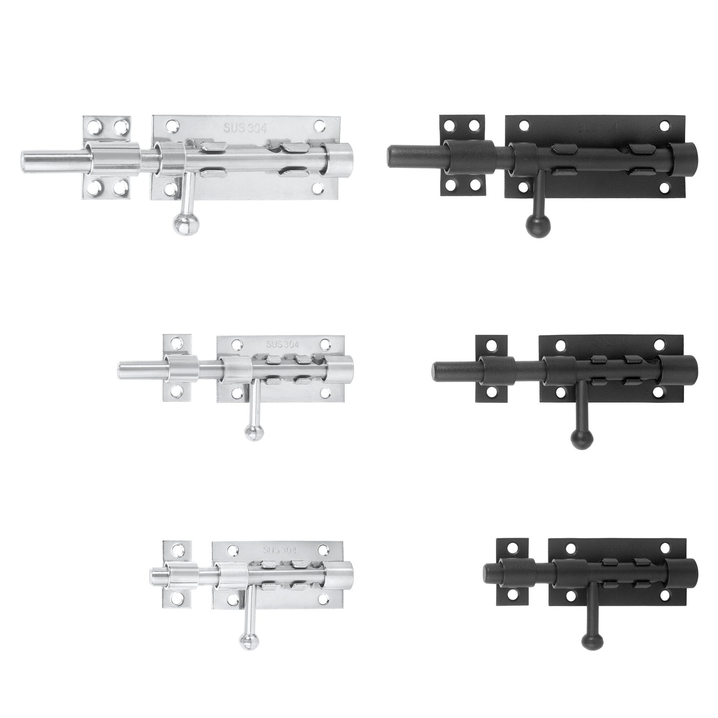 Heavy Duty Stainless Steel Black Security Door Latch Sliding Bolt Catch Closure for Garden Door and Window Night Latch Lock 50pcs