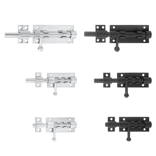 Heavy Duty Stainless Steel Black Security Door Latch Sliding Bolt Catch Closure for Garden Door and Window Night Latch Lock 50pcs