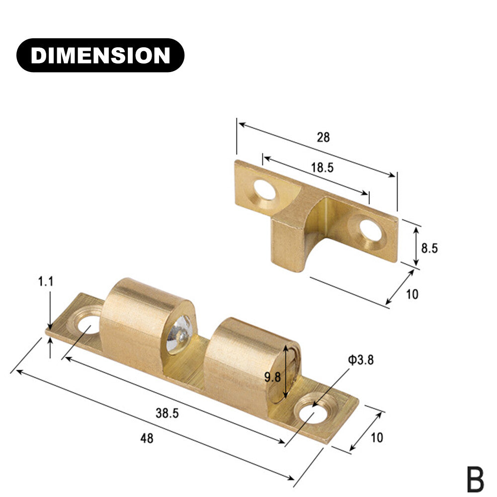 CC Cabinet Door Latch Kitchen Cupboard Furniture Doors Closure Spring Load Solid Brass Double Ball Catch