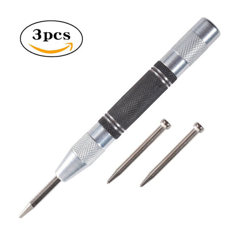 Silver Black Automatic Center Punch Emergency Window Breaker High Hardness Manual Punching Tool Metal Positioning Center Punch 10pcs