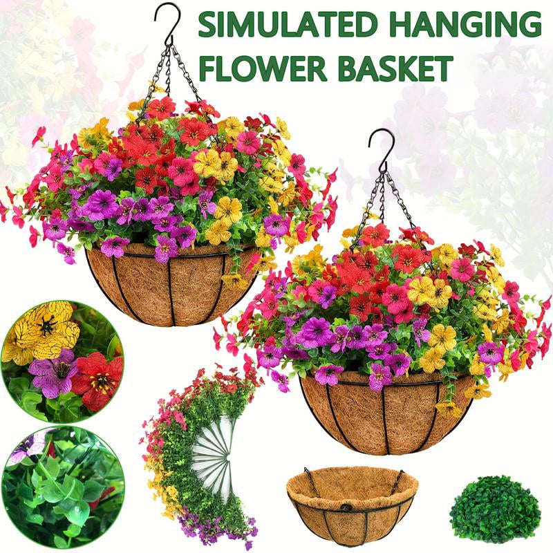 Simulated Hanging Flower Basket