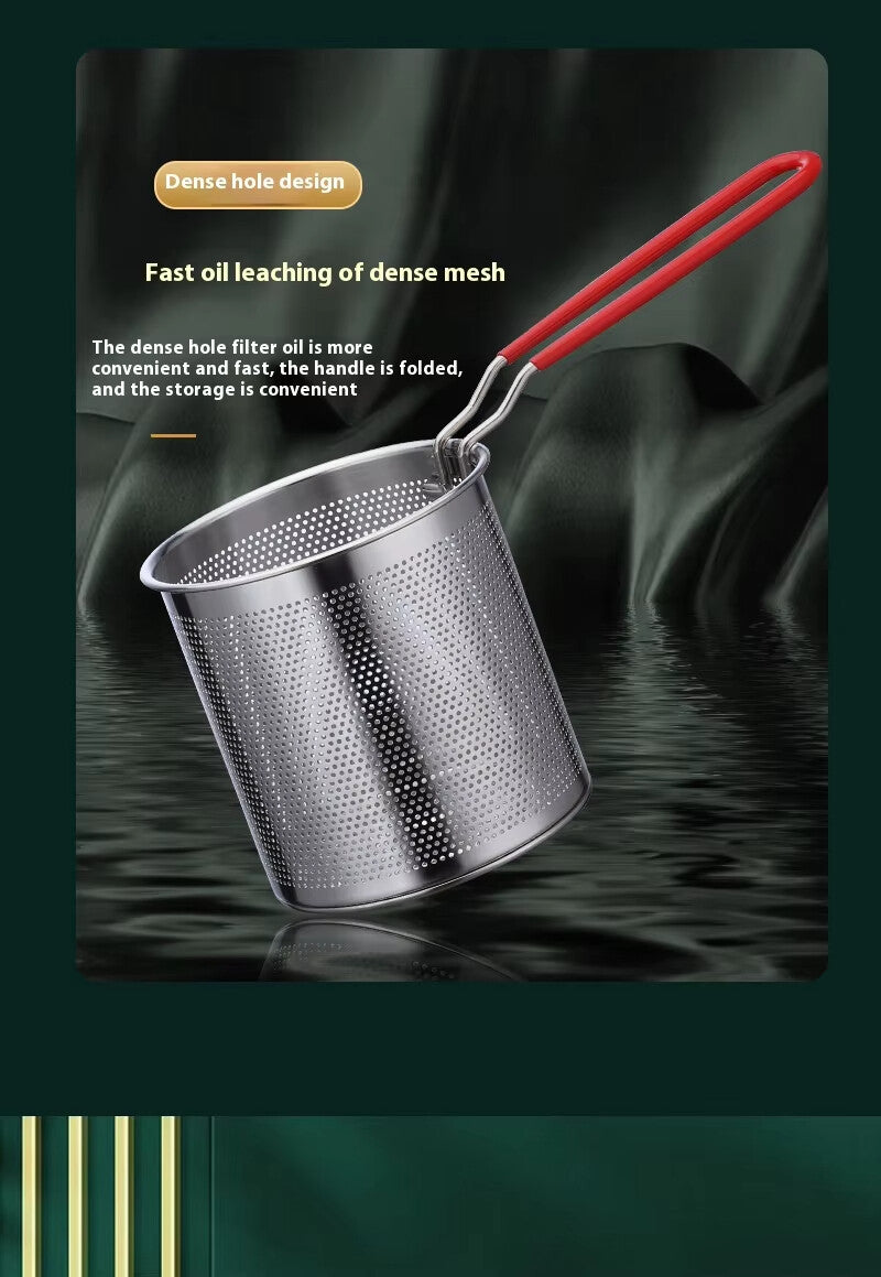 Mini Deep Fryer 304 Stainless Steel High Deep Pot Side Food Pot with Strainer Oil Basket Fuel Saving Small Fryer 10pcs