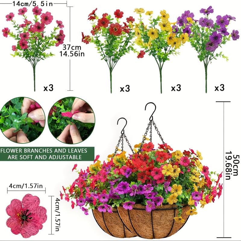 Simulated Hanging Flower Basket