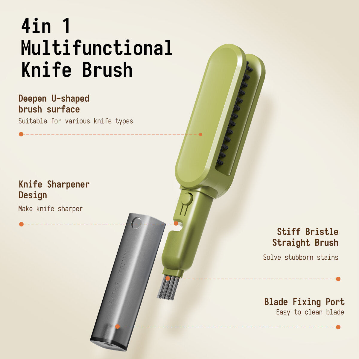 Wholesale 4 in 1 Knife Cleaner Kitchen Cutlery Blade Brush Sharpener Cutlery Chopsticks Knife and Fork Cleaning Brush 10pcs