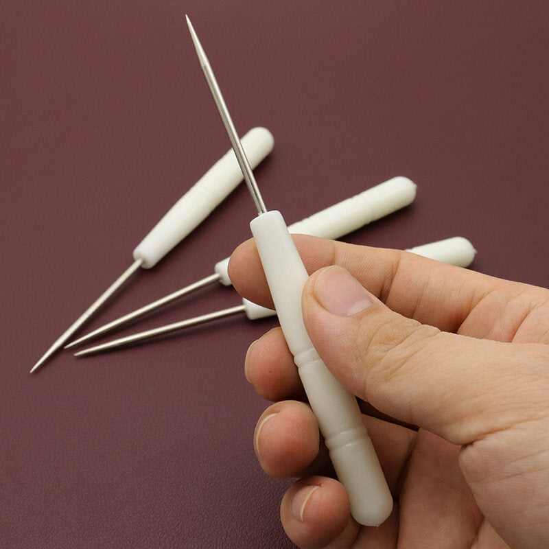Plastic handle awl stone plastic handle straight-through hand sewing leather art diy tool 100pcs
