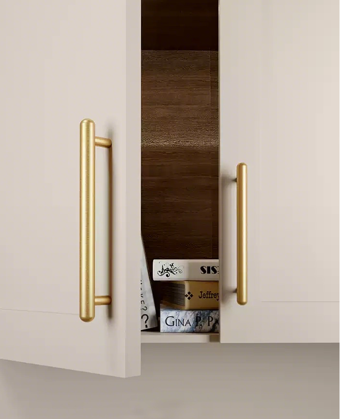 Brass Modern Ambidextrous Handles for Doors Kitchen Cabinets Wardrobes Drawers Apartment Bedroom Use with Easy Installation 10pcs