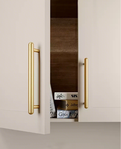Brass Modern Ambidextrous Handles for Doors Kitchen Cabinets Wardrobes Drawers Apartment Bedroom Use with Easy Installation 10pcs