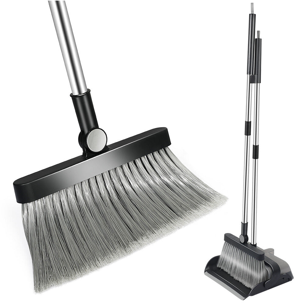 Factory Price Rotatable Broom and Dustpan Set Home Office Clean Stainless Steel Handle Folding Brooms & Dustpans