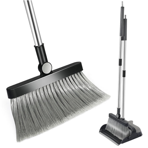 Factory Price Rotatable Broom and Dustpan Set Home Office Clean Stainless Steel Handle Folding Brooms & Dustpans
