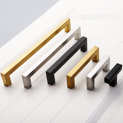 Black Cabinet Handle Square Furniture Hardware Stainless Steel Kitchen 100pcs