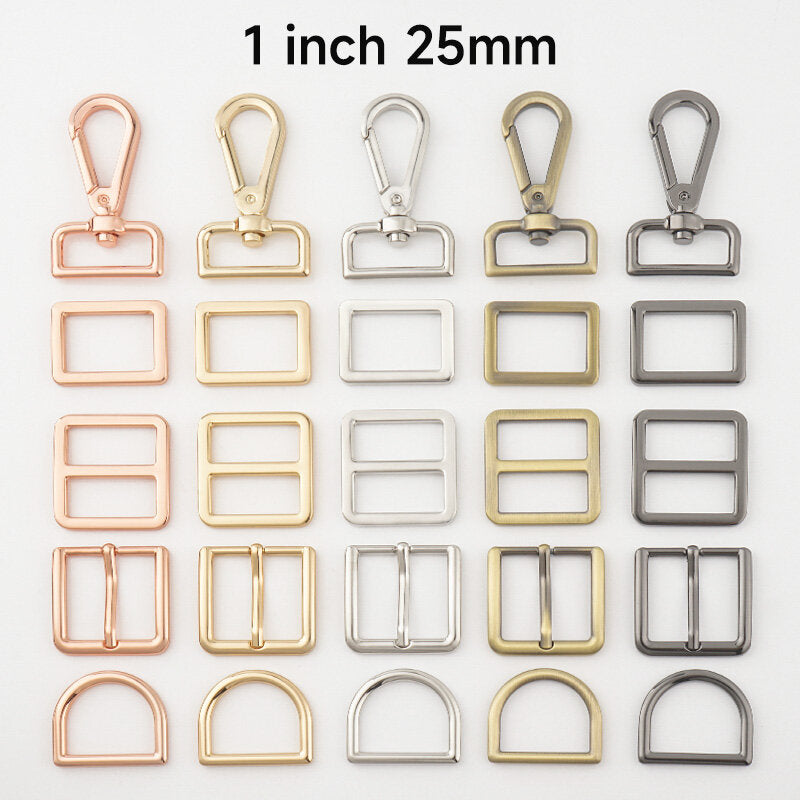 Bag Hardware 20 25mm 38mm D Ring Tri-Glides Slide Buckles 4/5 1 Swivel Snap Hook for Bag Making Buckles DIY Accessories Craft 100pcs