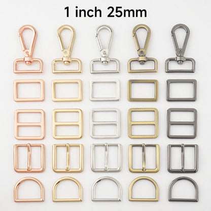 Bag Hardware 20 25mm 38mm D Ring Tri-Glides Slide Buckles 4/5 1 Swivel Snap Hook for Bag Making Buckles DIY Accessories Craft 100pcs