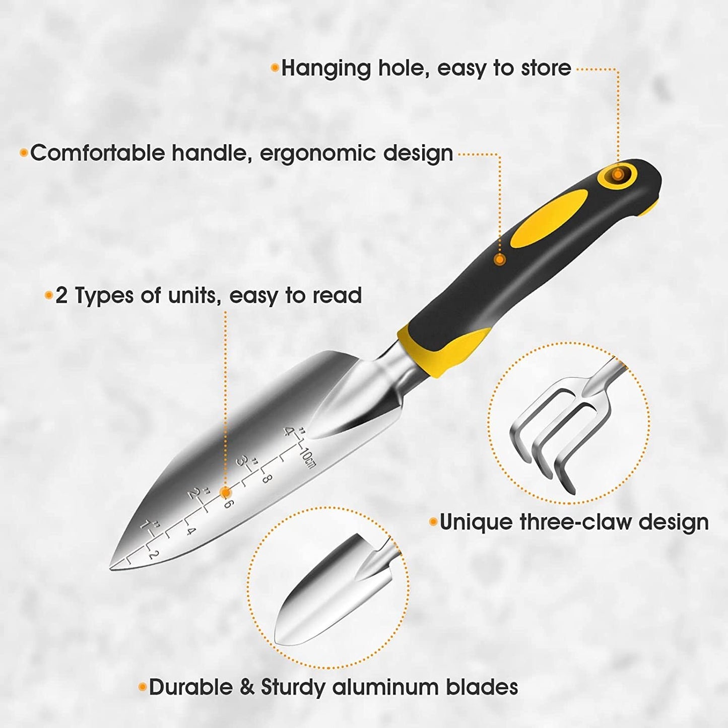 Garden Tool Set Aluminum Alloy Steel Hand Tool Starter Kit for Outdoor Heavy Duty Gardening Work 3pcs