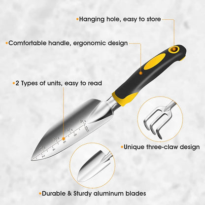 Garden Tool Set Aluminum Alloy Steel Hand Tool Starter Kit for Outdoor Heavy Duty Gardening Work 3pcs