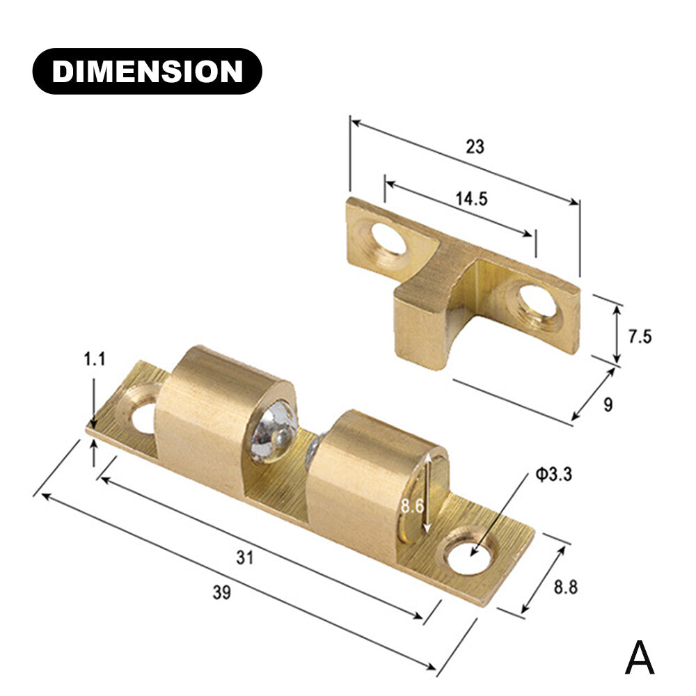 CC Cabinet Door Latch Kitchen Cupboard Furniture Doors Closure Spring Load Solid Brass Double Ball Catch