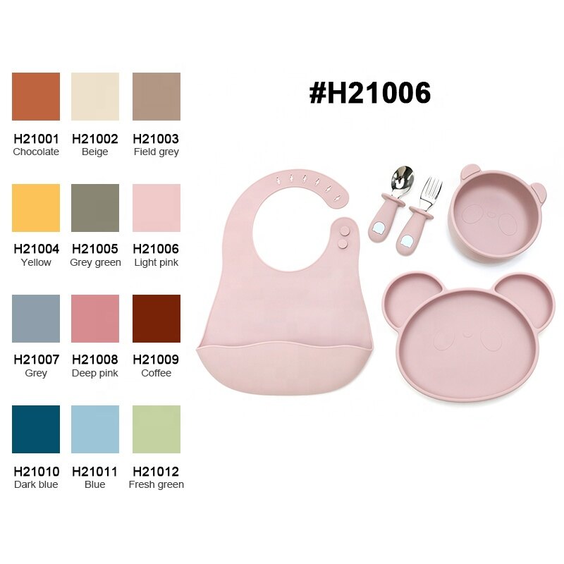 Non-slip Suction Baby Feeding Set Baby Suction Bowl Plate Sippy Cup Bib Spoon Silicone Baby Feeding Set for Kids Dining 30pcs