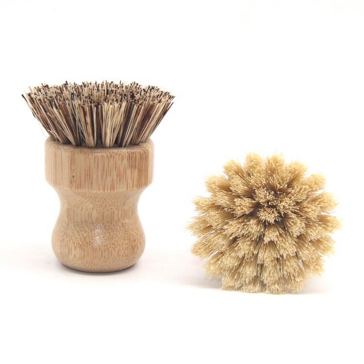 Antibacterial Sisal Kitchen Pan and Bowl Cleaning Brush with Wooden Handle 8pcs